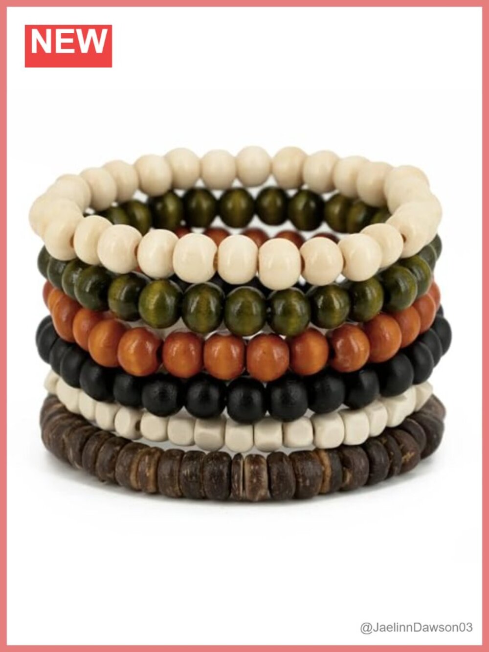 Wooden Bead Stretch Bracelet Set - Bohemian Style, Unisex
